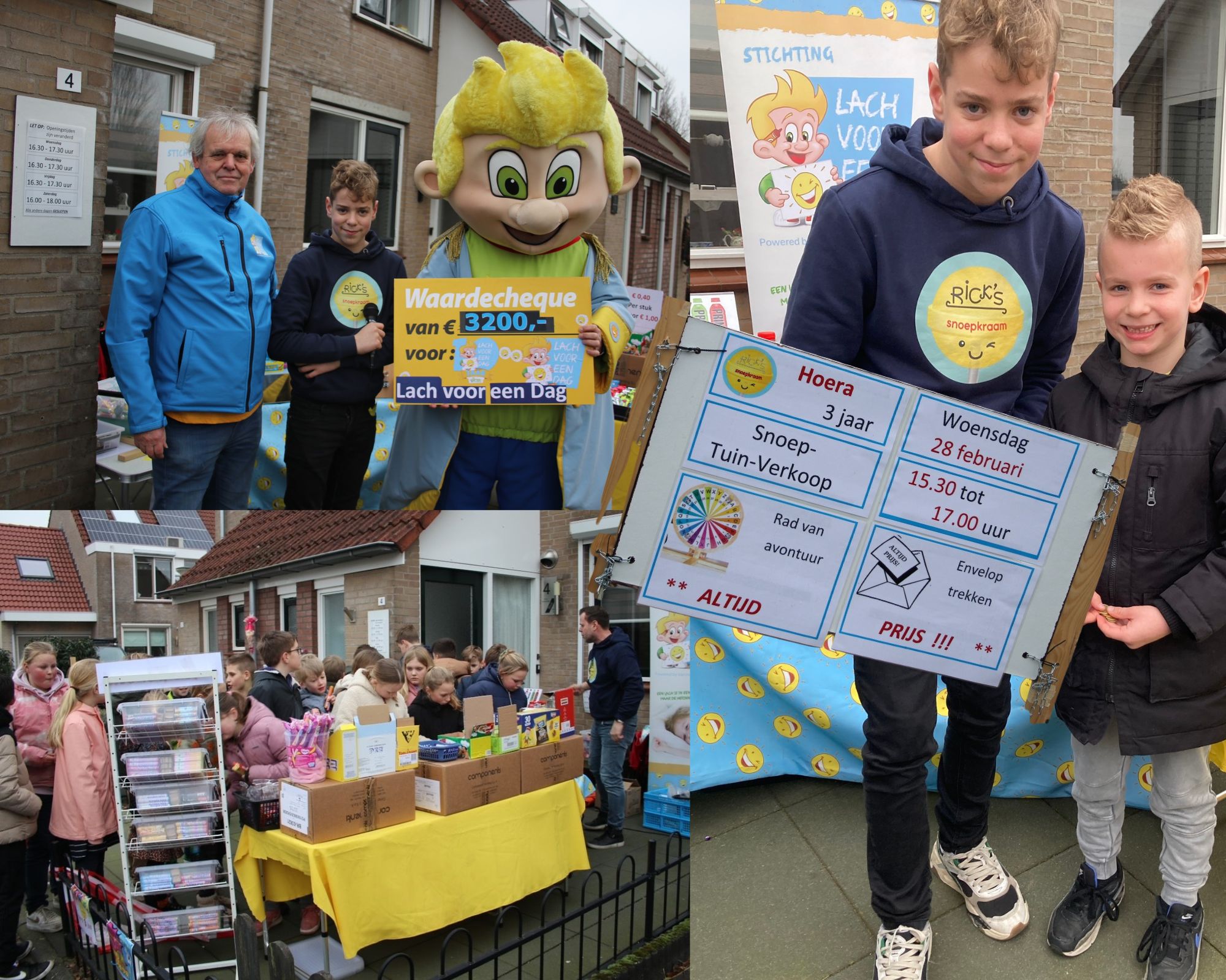Collage Rick 3 jaar uitreiking cheque